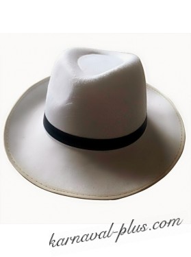 Карнавальная шляпа Гангстер белая с лентой